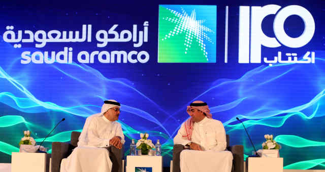 Anúncio de IPO da petroleira Saudi Aramco em Dhahran, Arábia Saudita