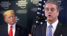 Diretor-geral da OMC, Roberto Azevêdo, e presidente dos EUA, Donald Trump, em Davos