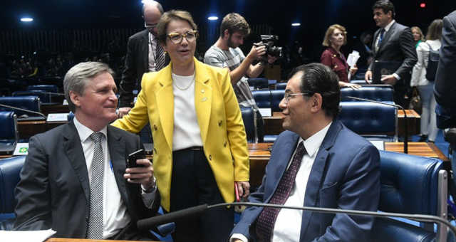 Tereza Cristina com Dário Berger e Eduardo Braga