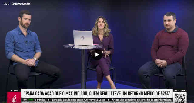 Max Bohm, Bettina Rudolph e Henrique Florentino em live da Empiricus