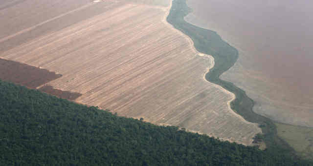 Vista aérea de região produtora de grãos em Mato Grosso