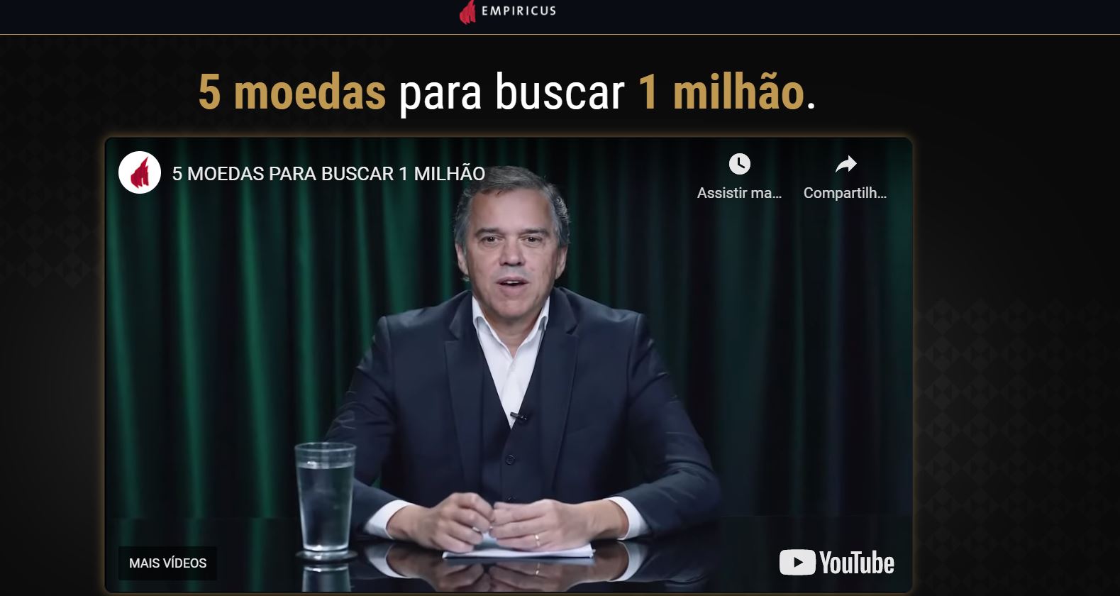 Transmissão ao vivo com Caio Mesquita, sócio-fundador da Empiricus, revela as cinco criptomoedas para buscar R$ 1 milhão. Imagem: Reprodução