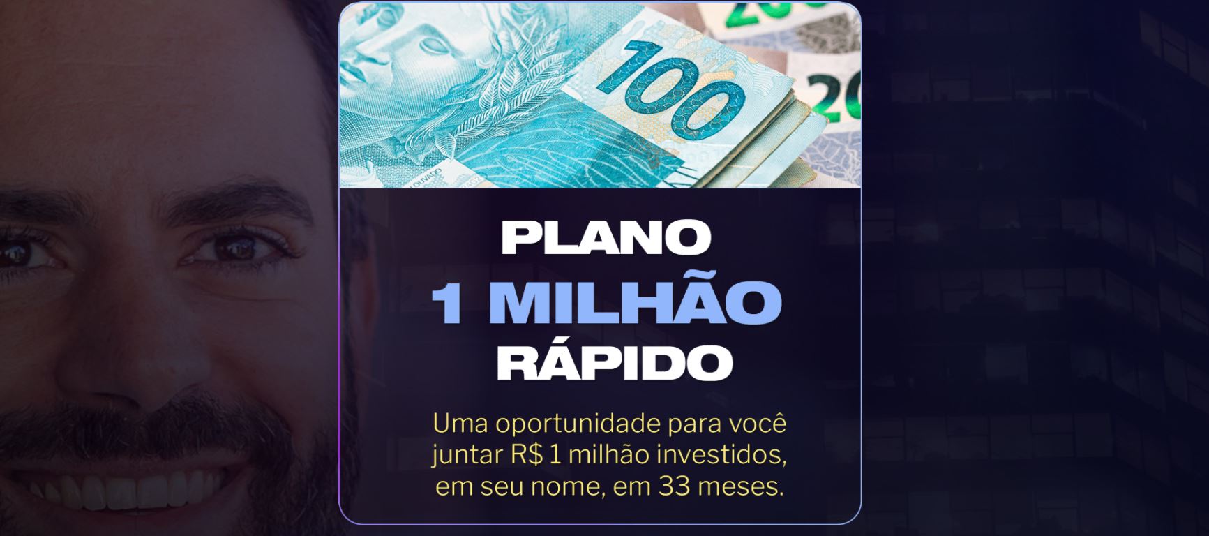 Campanha de marketing digital da Empiricus anuncia plano para juntar R$ 1 milhão investidos em um prazo de 33 meses.