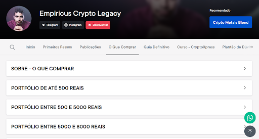 Print da plataforma da Empiricus 