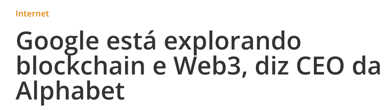 manchete: google está explorando blockchain e web3