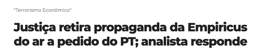 manchete: justiça retira propaganda da empiricus do ar