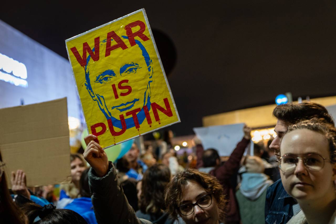 Protesto contra Putin após invasão da Ucrânia