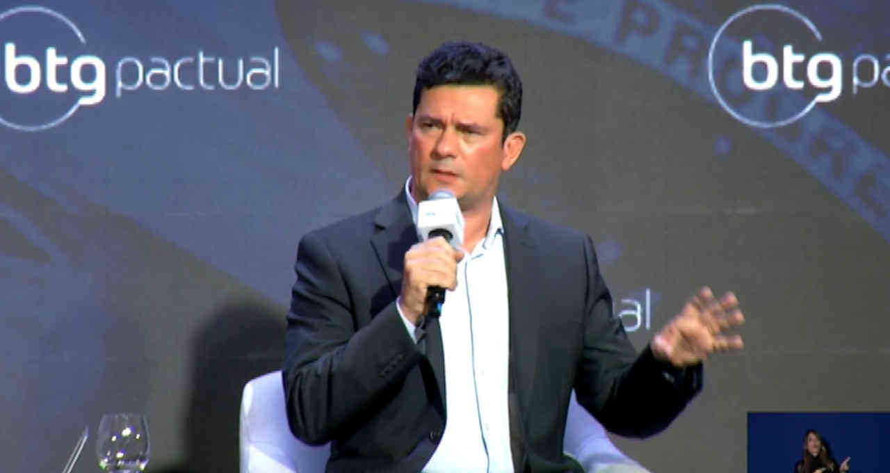 Sergio Moro, pré-candidato do Podemos à presidência, participa de evento do BTG Pactual em 22/02/2022