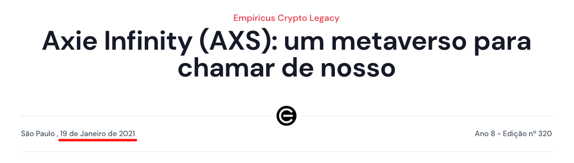 Print mostrando recomendação de AXS no dia 19/01/2021