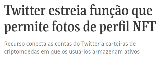 Twitter estreia função que permite fotos de perfil NFT