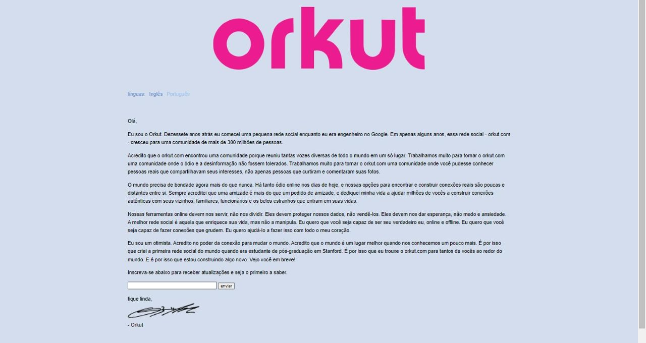 orkut comunicado