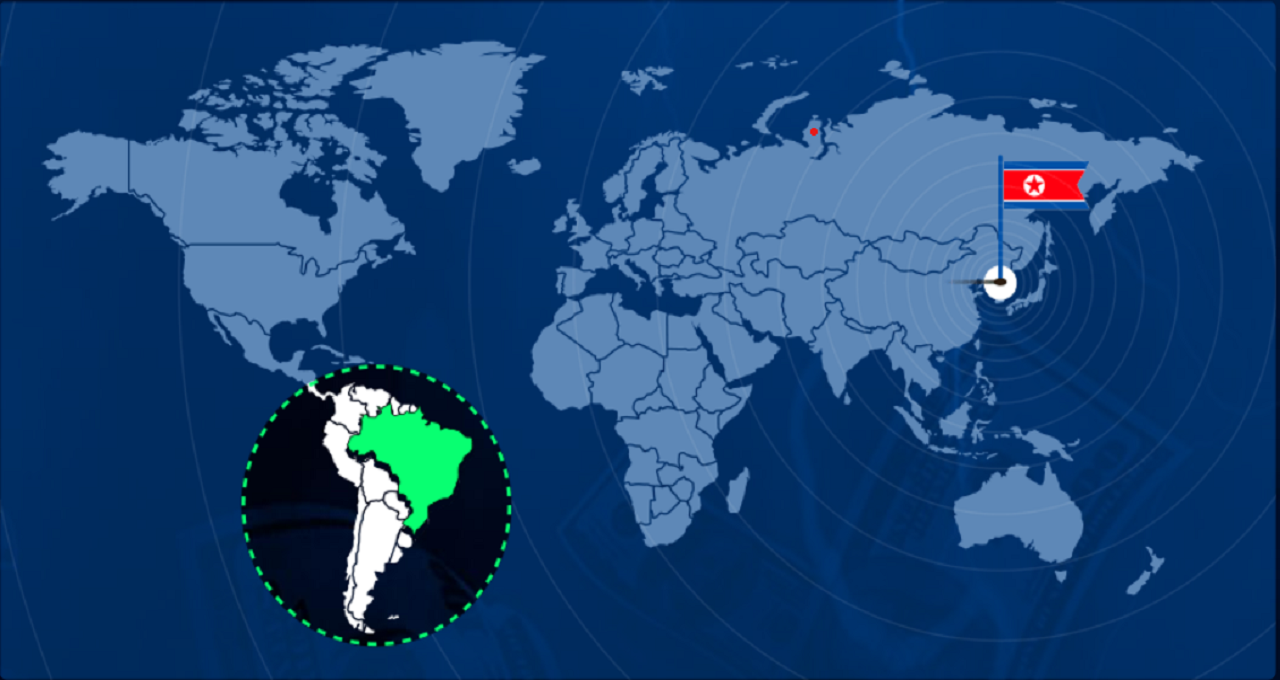 Gráfico mostra que América do Sul é única região fora do alcance de míssil da Coreia do Norte