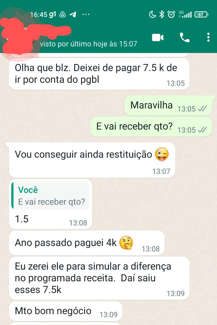 print de conversa - imposto de renda restituição