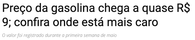 Preço da gasolina chega a quase R$ 9; confira onde está mais caro