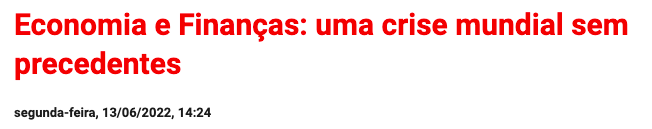 Economia e Finanças: uma crise mundial sem precedentes