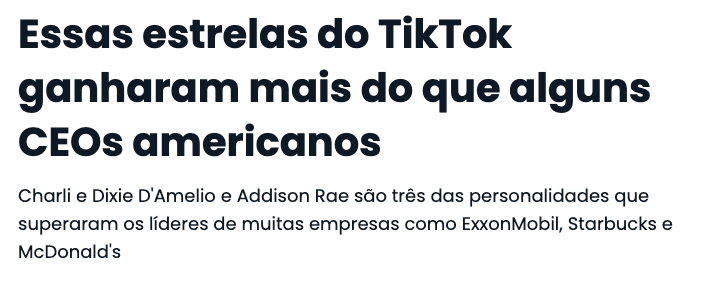 Essas estrelas do TikTok ganham mais do que alguns CEOs americanos