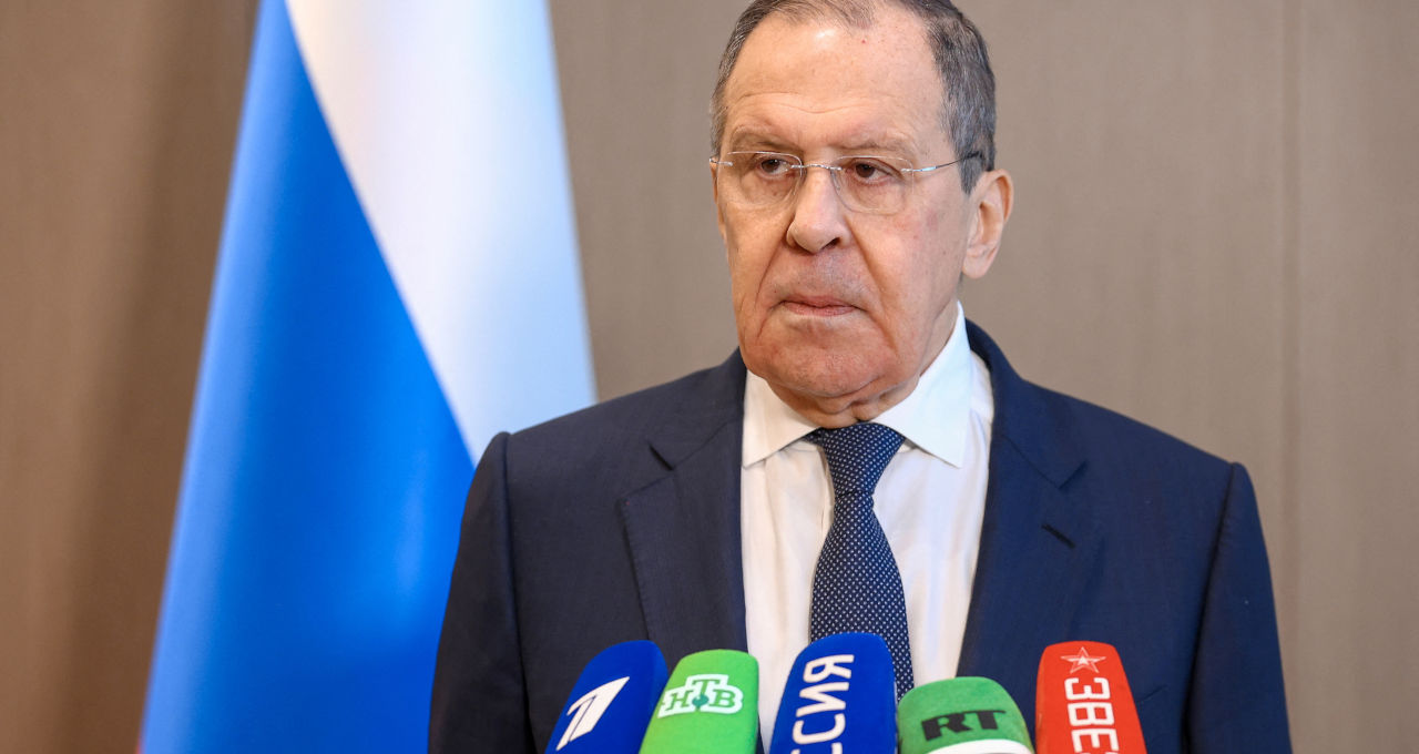 Ministro das Relações Exteriores da Rússia, Sergei Lavrov, durante entrevista coletiva em Tashkent, no Uzbequistão