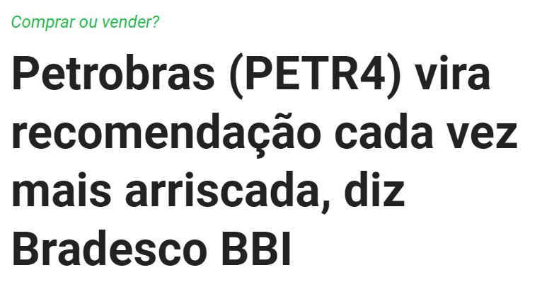 bradesco bbi sobre petrobras