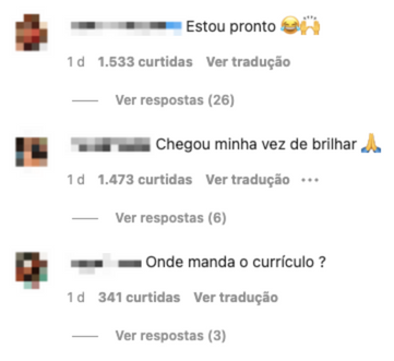 Comentários nas redes sociais sobre a vaga de especialista em dormir