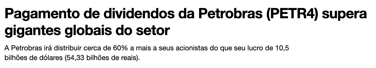 Pagamento de dividendos da petroleira supera gigantes globais do setor