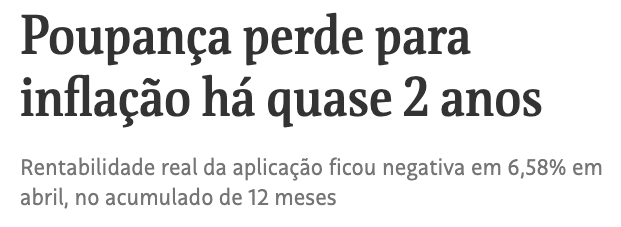 Poupança perde para inflação há quase 2 anos