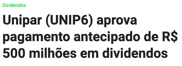 Unipar (UNIP6) aprova pagamento antecipado de R$ 500 milhões em dividendos