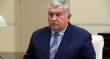 O empresário Igor Sechin em reunião com o presidente russo, Vladimir Putin.