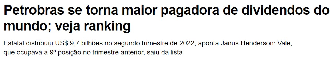 Petrobras se torna maior pagadora de dividendos do mundo