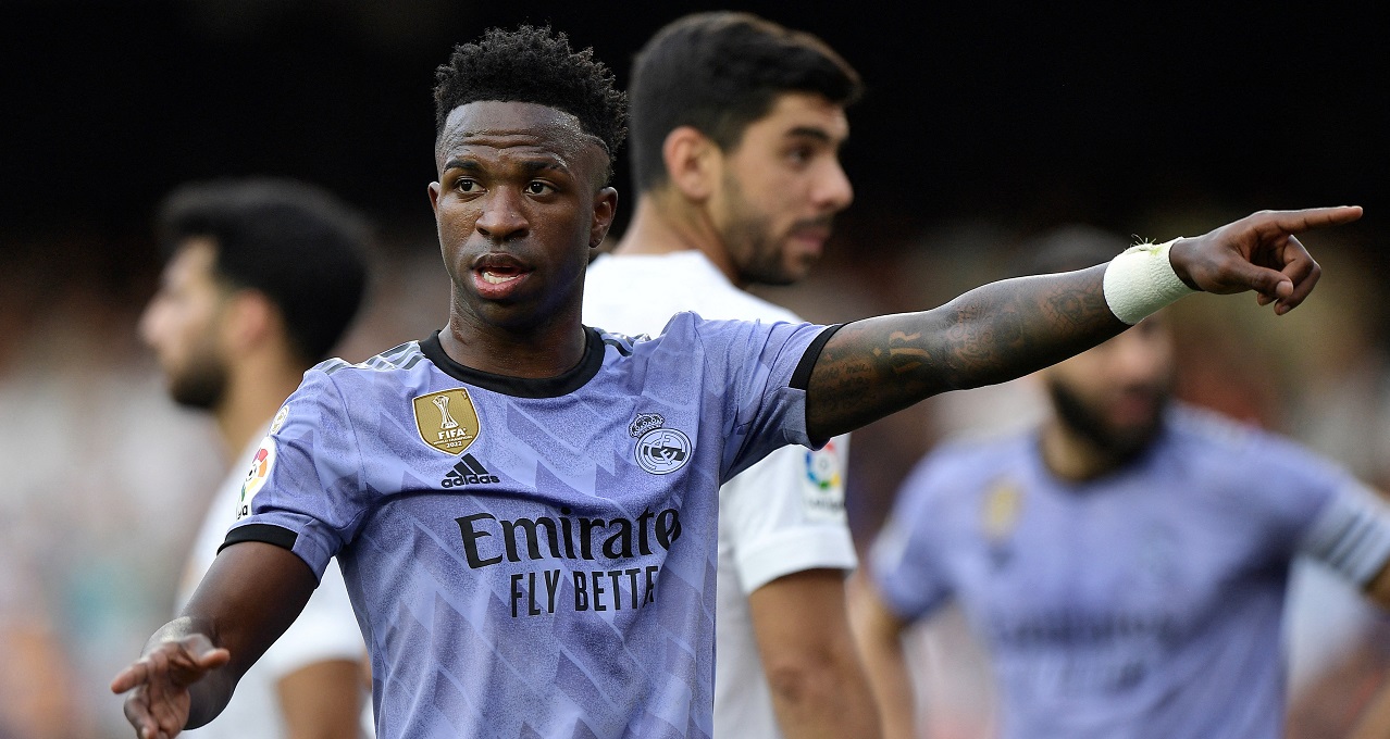 Vinícius Jr. durante partida do Real Madrid contra o Valencia pelo Campeonato Espanhol 21/05/2023 (Reuters/Pablo Morano)