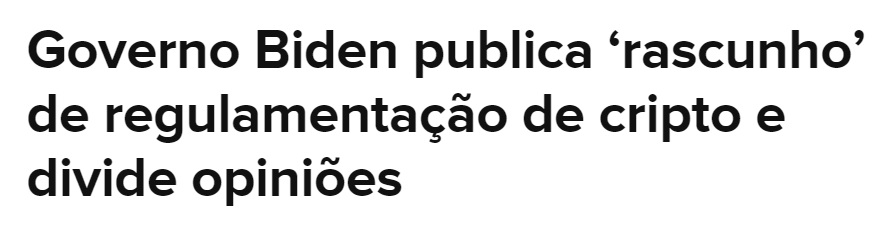 Manchete sobre regulamentação de criptomoedas nos EUA