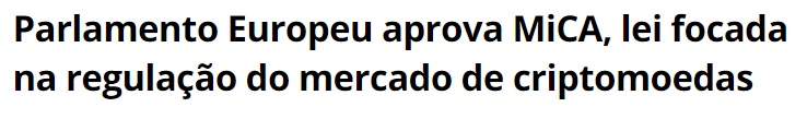 Manchete sobre regulamentação de criptomoedas na Europa