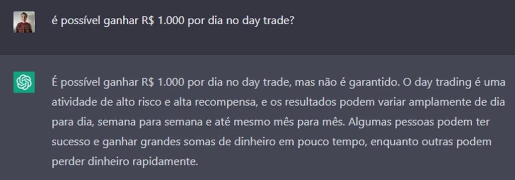 chatgpt diz que é possível ganhar mil reais por dia