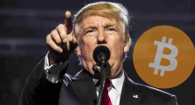 Trump ao lado de Bitcoin