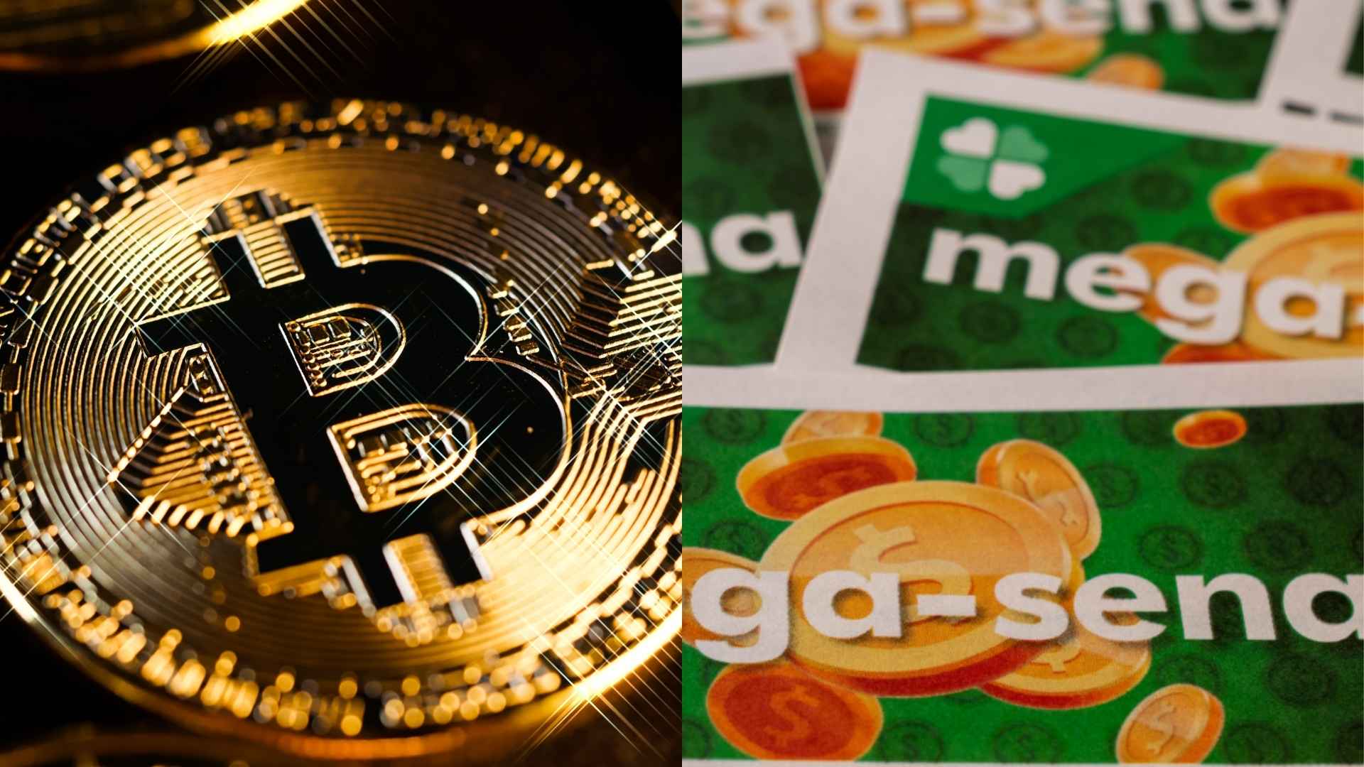 Bitcoin de um lado, bilhetes da Mega-Sena do outro