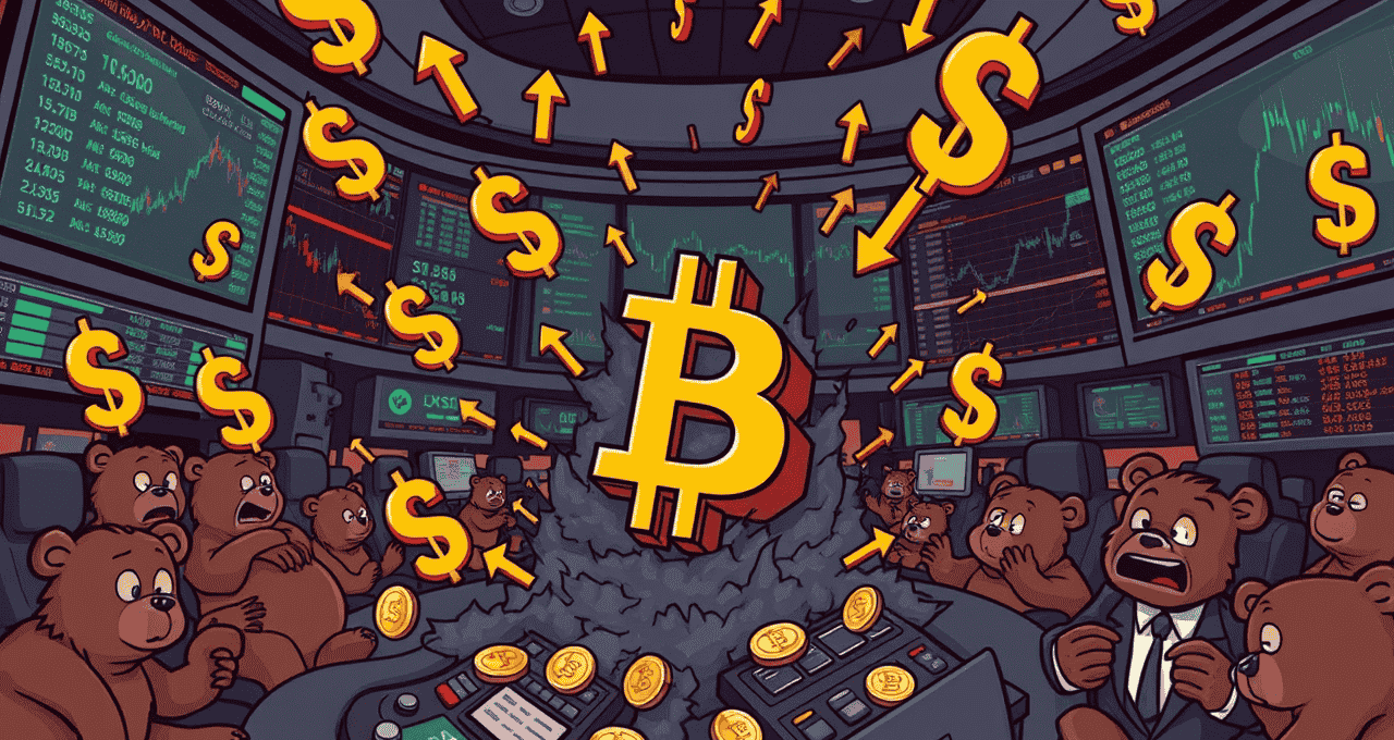 Bitcoin (BTC) entra na zona dos ursos e criptomoedas caem hoje. (Imagem: Qwen)